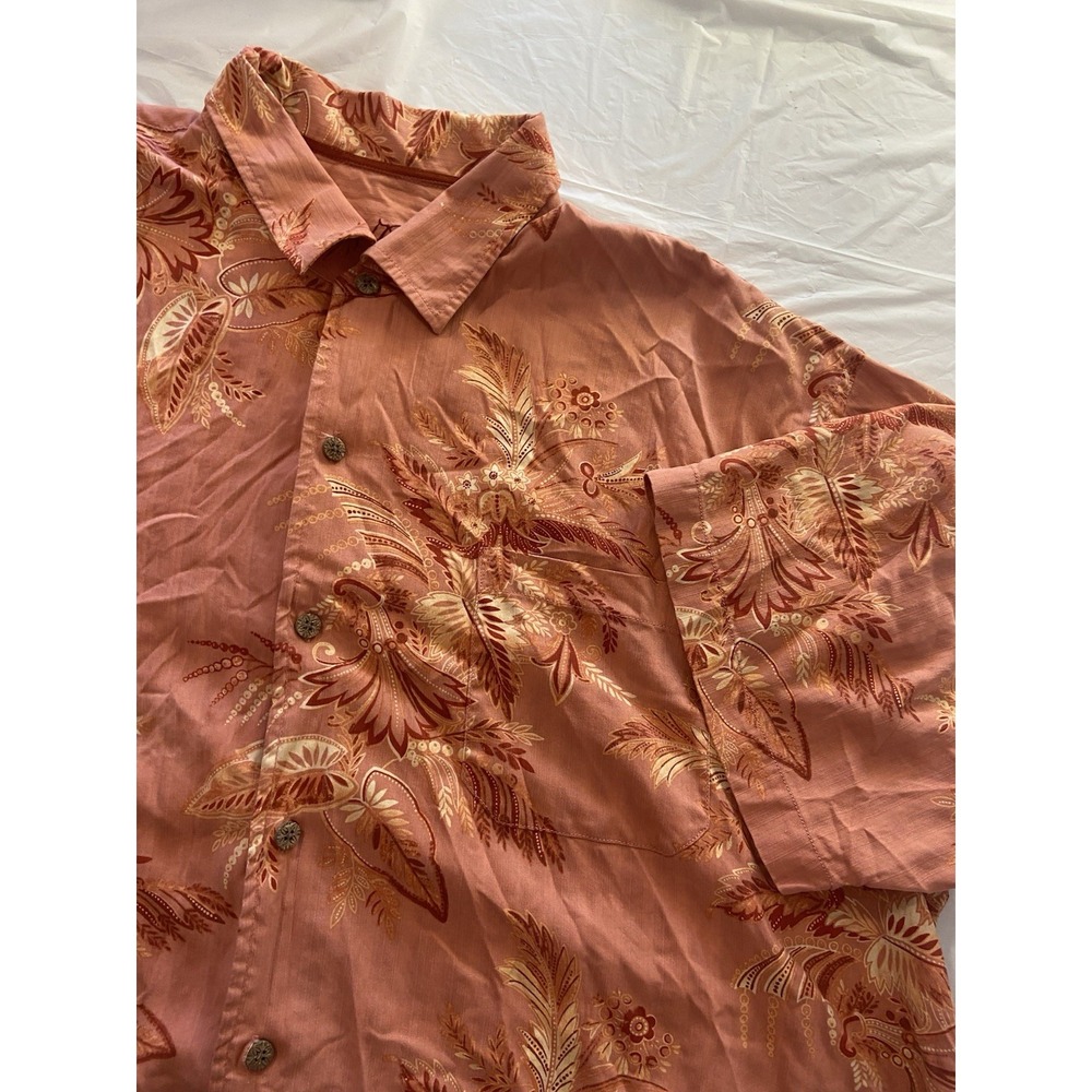 Men's Tommy‎ Bahama 100% Silk Floral Design Casual Button Down Shirt-Size 2XL